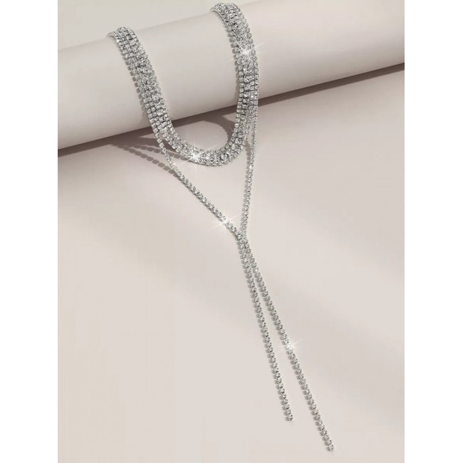 Colier choker elegant cu cristale stralucitoare tip Y