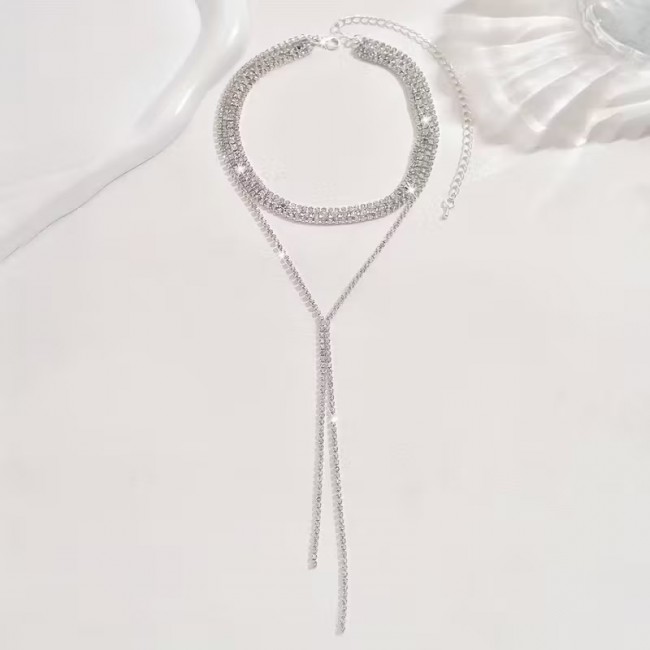 Colier choker elegant cu cristale stralucitoare tip Y