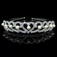 Diadema coronita cu inimi de zirconiu si perlute