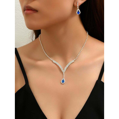 Set Colier si Cercei Sapphire Lady Crystals