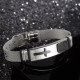 Bratara inox reglabila cu cruce neagra