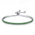 Bratara tennis argintie reglabila din inox cu cristale din zirconiu verde smarald