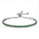 Bratara tennis argintie reglabila din inox cu cristale din zirconiu verde smarald