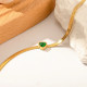 Bratara inox aurie ajustabila cu charm inima cu cristal verde smarald
