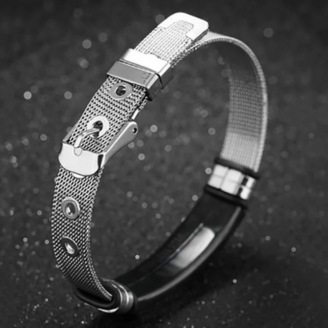 Bratara inox reglabila cu cruce neagra