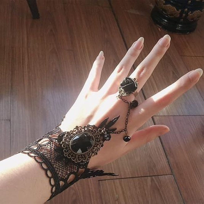Set bijuterii gotic din dantelă neagra