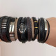 Bratara inox reglabila cu cruce neagra