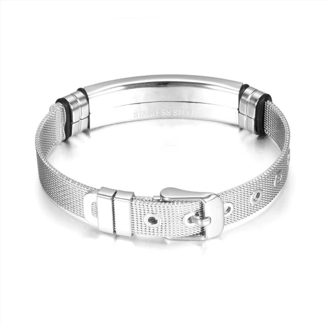 Bratara inox reglabila cu cruce neagra