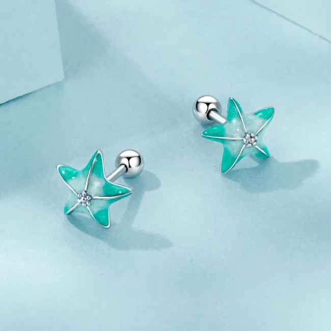 Cercei argint stea de mare cu surub
