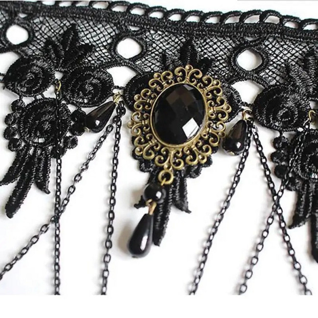 Set bijuterii gotic din dantelă neagra