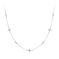 Colier argint delicat cu floricele si zirconii