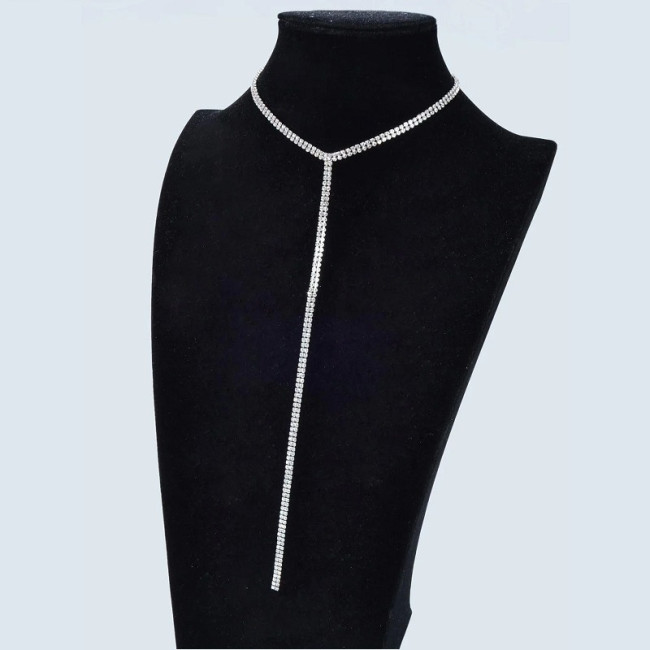Colier choker lung tip cravata cu cristale