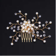 Accesoriu par agrafa tip pieptene Demoiselle cu perle, cristale si margele