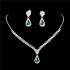 Set bijuterii colier si cercei Josephine cu cristale verde smarald