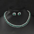 Set colier la baza gatului si cercei cu cristale verde smarald Elegance