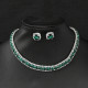 Set colier la baza gatului si cercei cu cristale verde smarald Elegance
