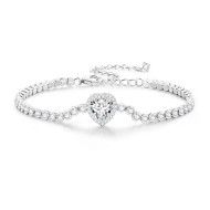 Bratara argint cu inima si zirconii straluciri de diamante