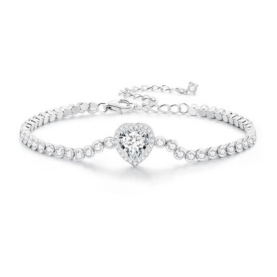 Bratara argint cu inima si zirconii straluciri de diamante
