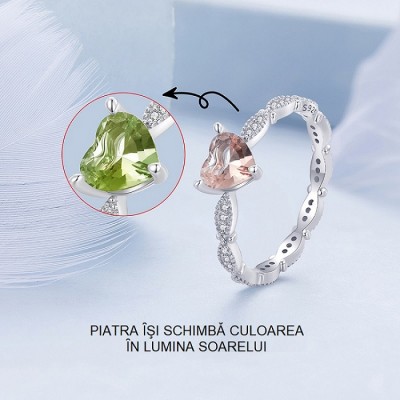 Inel argint cu piatra inima care isi schimba culoarea Cameleon Inel argint cu piatra inima care isi schimba culoarea Cameleon