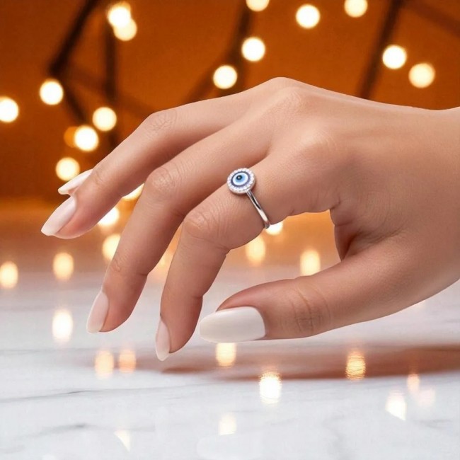 Inel reglabil din argint Ochi Protector