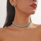 Set colier la baza gatului si cercei cu cristale verde smarald Elegance Set colier la baza gatului si cercei cu cristale verde smarald Elegance