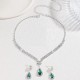 Set bijuterii colier si cercei Josephine cu cristale verde smarald Set bijuterii colier si cercei Josephine cu cristale verde smarald
