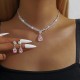 Set bijuterii colier si cercei Josephine cu cristale roz Set bijuterii colier si cercei Josephine cu cristale roz