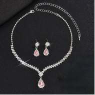 Set bijuterii colier si cercei Josephine cu cristale roz