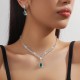 Set bijuterii colier si cercei Josephine cu cristale verde smarald Set bijuterii colier si cercei Josephine cu cristale verde smarald