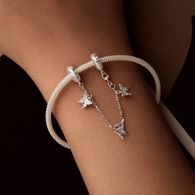 Talisman din argint lant cu fluturasi