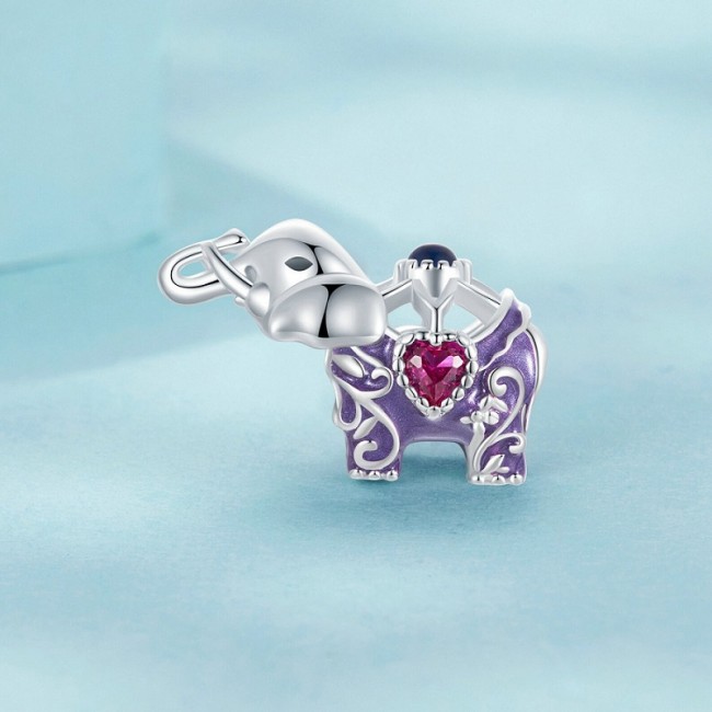 Talisman argint elefant norocos cu inima de cristal roz Talisman argint elefant norocos cu inima de cristal roz