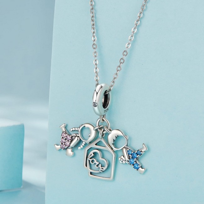 Talisman argint familie fetita si baietel