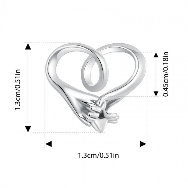 Talisman argint maini in forma de inima