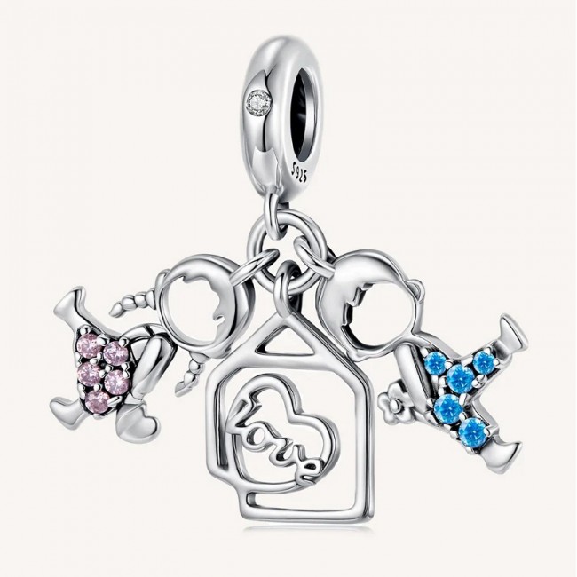 Talisman argint familie fetita si baietel