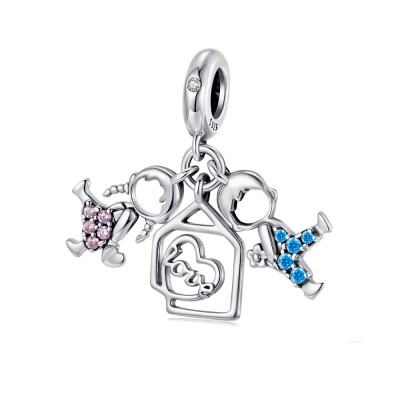 Talisman argint familie fetita si baietel