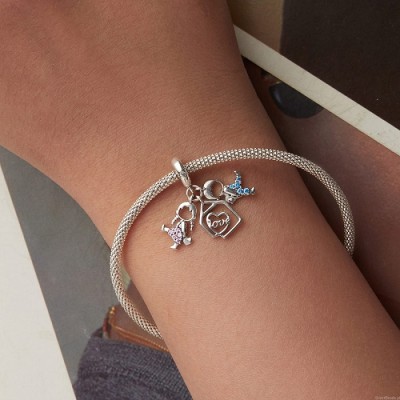 Talisman argint familie fetita si baietel