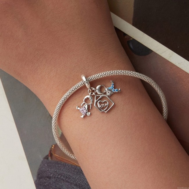 Talisman argint familie fetita si baietel