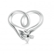 Talisman argint maini in forma de inima
