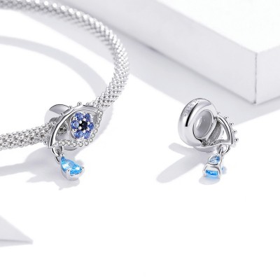 Talisman argint opritor ochi albastru cu lacrima Talisman argint opritor ochi albastru cu lacrima