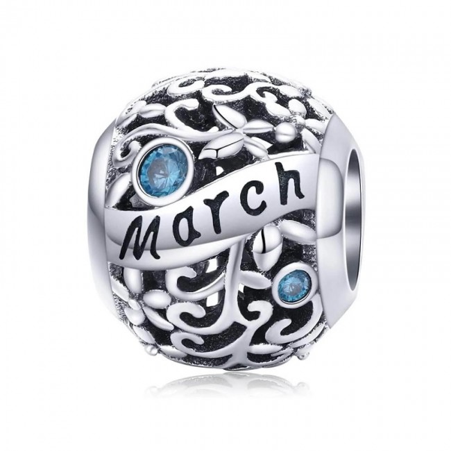 Talisman argint Birthday Stone March Talisman argint Birthday Stone March