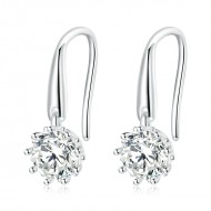 Cercei argint Round Zircon Crystal
