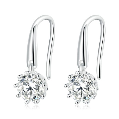Cercei argint Round Zircon Crystal Cercei argint Round Zircon Crystal