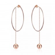 Cercei argint Rotunzi cu Lant Rose Gold