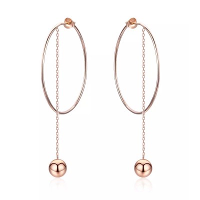 Cercei argint Rotunzi cu Lant Rose Gold Cercei argint Rotunzi cu Lant Rose Gold