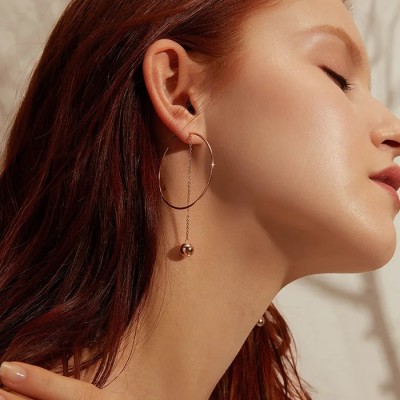 Cercei argint Rotunzi cu Lant Rose Gold Cercei argint Rotunzi cu Lant Rose Gold