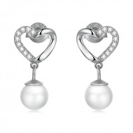 Cercei argint Elegant Love Pearl