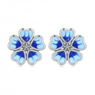 Cercei argint Vintage Blue Flower