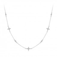 Colier argint delicat cu floricele si zirconii