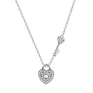 Colier argint Love Heart & Key