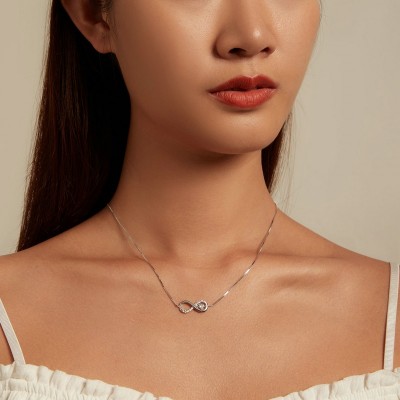 Colier argint reglabil cu pandantiv infinit si inima cu zirconii